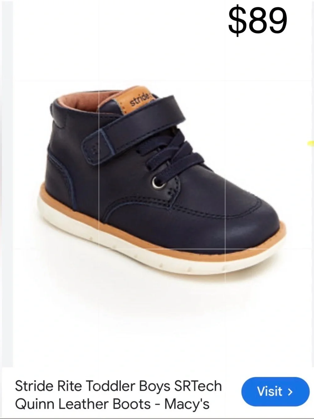 STRIDE Rite NAVY Leather SRTech Quinn Leather Boots boys shoes size 8